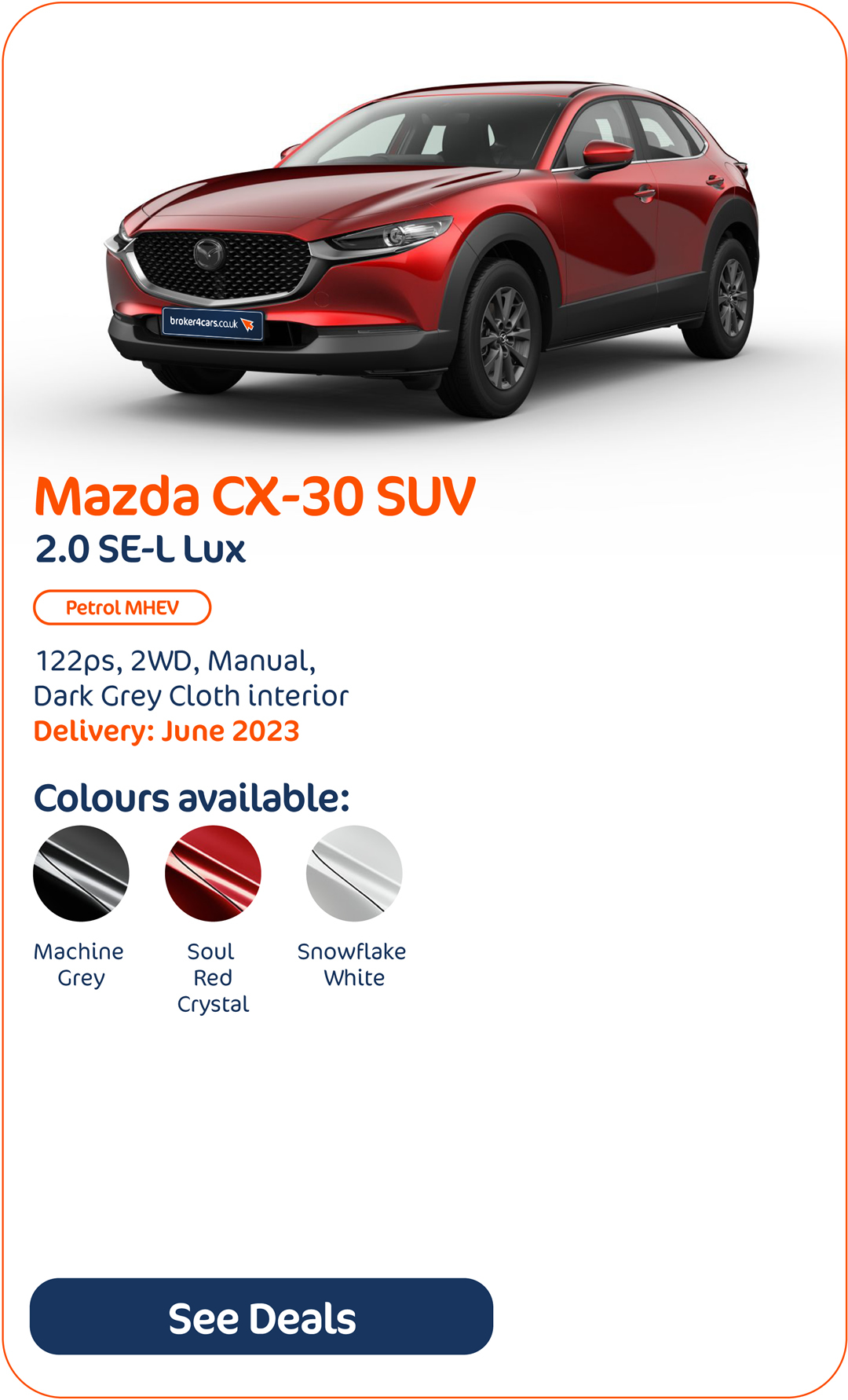 Mazda CX-30 SUV 2.0 SE-L Lux - Click to Enquire